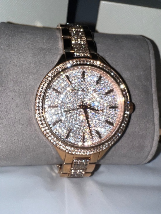 Michael Kors Slim Runway Pave Rose Gold-Tone Watch, Model MK3799